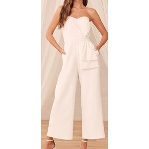 Lulus | White Strapless Jumpsuit